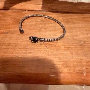 David Yurman Silver Bracelet with Black Stone